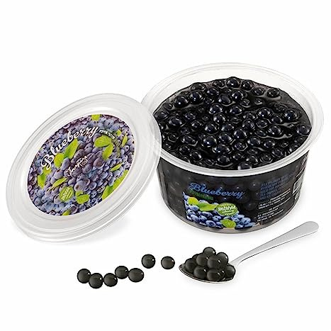 INSPIRE FOOD Perle Bubble Tea Mirtillo | Popping Boba 450g | Perle Bubble Tea Mirtillo - prodotte a Taiwan, ideali per bubble tea, frullati e dessert