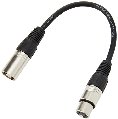 PULSE PLS00347 3 Pin XLR Male to 5 Pin XLR Female DMX Adaptor Lead, 0.22m,black