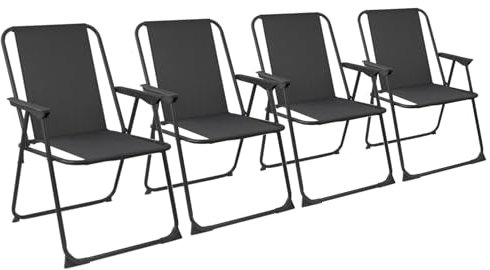 Harbour Housewares Klappe Metall Beachstühle - Schwarz - Pack Von 4