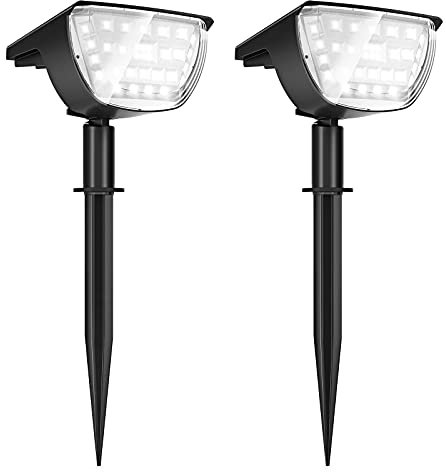 Jior Solarlampen für Außen Garten,6500K Solarleuchten Garten,Solarstrahler für Garten,IP65 Wasserdicht Solarleuchte,3 Modi Wegbeleuchtung Solarlampen für Gärten Terrasse Hof Gehweg,2 Stück/Kaltweiß