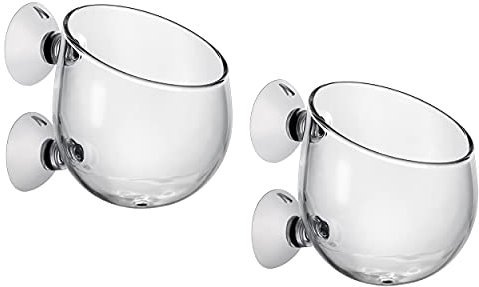 SCSpecial Aquatic Plant Cups 2 Pieces Crystal Glass Plant Pot with 2 Suction Cups for Aquarium Decoration