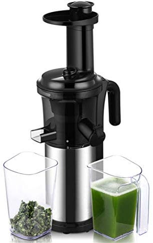 QREZ Juicer Slow Masticating, Juicers Machine Whole Fruit And Vegetable Juicer Electric Citrus Various Fruit Veg Oranges Apples Carrots Makes Nutritious Fresh Juice 200W 40RPM