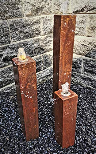 Jürgen Bocker Gartenambiente Säulenbrunnen Wasserspiel eckig 3er-Set Cortenstahl Roststahl 80/60/40 x 10 cm ohne Becken