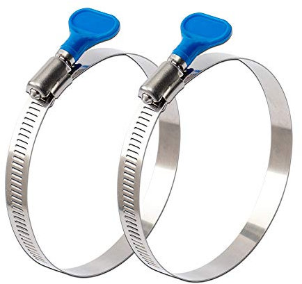 ISPINNER 2pcs 6 Inch Key-Type 304 Stainless Steel Worm Gear Hose Clamps, Adjustable Size Range 130-152mm Clamps for Dryer Vent, Dust Collector and Automotive