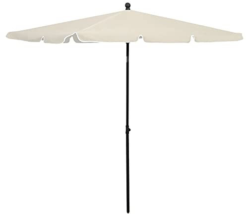 Tidyard Parasol de Jardin Exterieur Inclinable | Parasol de Jardin | pour Patio Jardin Balcon Piscine Plage | Protection UV Étanche avec Manivelle | mât 210x140 cm Sable