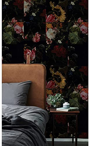 Coloray Fototapete Vlies Zuhause Dekor Wandbilder 416x254cm Vliestapete Zimmer Wohnzimmer Büro Schlafzimmer - Niederländisches Barock-Patchwork dunkel