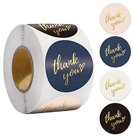 LOOGI Danke Aufkleber, 500Stk Dankeschön Etiketten Thank You Sticker für Deko Verpackung (Mehrfarbig, 3,8cm)