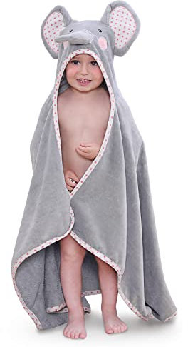TBEZY Kapuzenhandtuch für Kinder, 100 % Baumwolle, ultraweich, mit einzigartigem Tier-Design, groß für Säuglinge von 3–10 Jahren (Elefant)