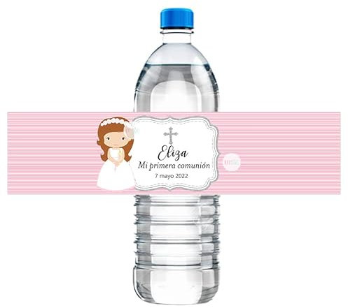 20 Piezas Etiquetas De Primera Comunión Botella Etiquetas Adhesivas De Primera Comunión Pegatinas Personalizadas Para Botellas Para Bautizo (5x21 cm (2 x 8.2), B)