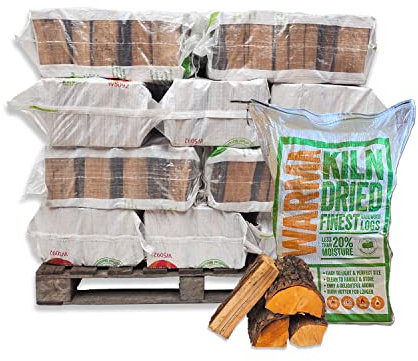 XL Bag Kiln Dried Hardwood Logs Firewood - Easy to Carry & Store - Perfect for Outdoor Garden Patio Open Fires Fire Pits Log Burner Wood Fired Stoves Pizza Ovens & Multi Fuel Appliances - 20 Bags