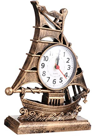 Artibetter Tischuhr Valentinstag Schmuck Kaminsims Europäisch Skulptur Luxus Kinder Segelboot Graduierung Angetrieben Metall Boot Schiff Geburtstag Tischuhr Nautisch Nautische Tischuhren