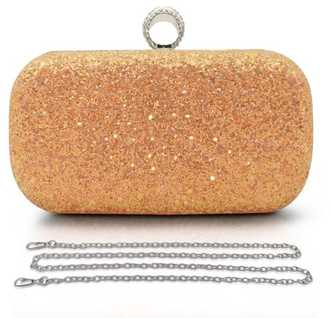 Pahajim Pochette Donna Elegante Brillantinata Borse Clutch Brillantini Borsa Strass Glitter Borsa con Catena Paillettes Borsetta Tracolla per Balli, Feste, Matrimonio, Cerimonia