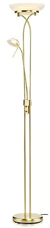 KHG LED-Decken-Fluter in Messing/Alabaster, 2-flammig, dimmbar, aus Metall/Glas, Farbtemperatur 3.000 K, 2.700 lm Lichtleistung, 25 W & 5 W Gesamtleistung, ideal für Wohn-, Schlafzimmer