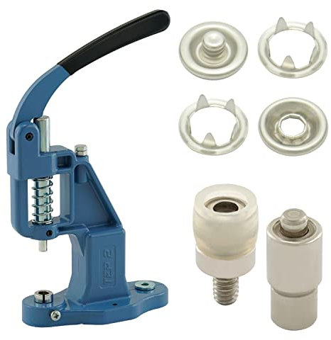 Druckknopfpresse Set mit Hebelpresse, Druckknopfwerkzeug und 50 Stück Jersey Druckknöpfen 10,5 mm, Silber, Edelstahl | nähfrei | Handpresse | DIY