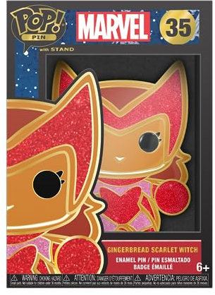 Funko Pop! Large Enamel Pin MARVEL: GINGERBREAD - Scarlet Witch - SCARLETT - Marvel ComicsPin en Émail - Broche Fantaisie Mignonne à Collectionner - pour les Sacs à Dos et Sacs