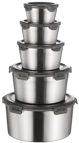 Recipiente de acero inoxidable 304 con tapa redonda para lonchera, cubierta de acero inoxidable 304 espesor, caja de conservación de alimentos de 600 ml