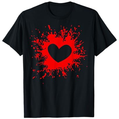 Cœur de Saint Valentin, éclaboussures de peinture rouge. Hommes, femmes, garçons ou filles T-Shirt