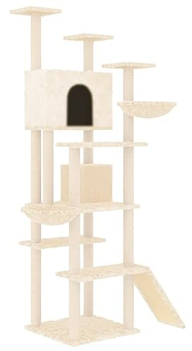 Bussandri Exclusive - Kratzbaum mit Sisal-Kratzsäulen Creme 191 cm