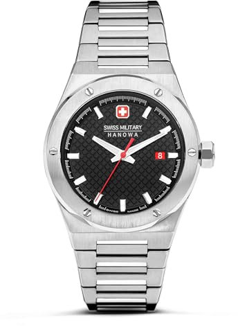 Swiss Military Hanowa Herren Armbanduhr in der Farbe Grau, Bandmaterial: Edelstahl, Gehäusedurchmesser: 43mm, SMWGH2101604