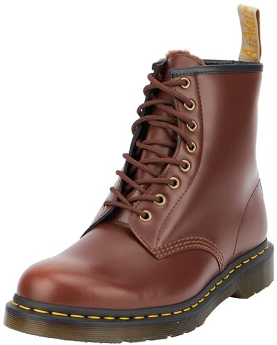 Dr. Martens Homme 8 Eye Boot, Brown Norfolk Flat Brown Borg Fleece, 44 EU