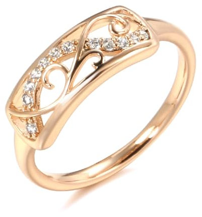 FUSHENGTER Ringe Ring Damen Finger Frauen Herren Geschenk Ringe Für Frauen Luxus Tangled Natural Zircon Fashion 7 Rosegoldcolor
