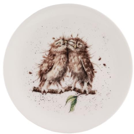 Wrendale Designs Porzellan-Kuchenteller Kuschel-Eule ca 20,5 cm D Frühstück Kaffee Kuchen Nachtisch Vorspeise mit Uhu Motiv von der britischen Künstlerin Hannah Dale zum Essen servieren & als Geschenk
