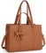NEWHEY Laptop Tote Bags for Women 15.6 Inch Ladies Leather Laptop Handbags Designer Office Shoulder Bag Womens for Work School Business Shopping Brown