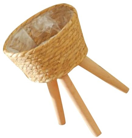 Milisten Puesto De Flores De Madera Tejida Cesta para Macetas Contenedor para Arreglos Estante para Plantas De Interior Cesta De Plantas