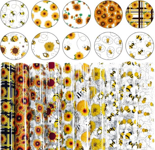 HYANG PVC-Gelee-Vinylstoff, transparent, 10 Stück/Set, A4, 21 cm x 30 cm, Dicke: 0,3 mm, PVC-Stoff für die Herstellung von Handtaschen, Ohrringen, DIY-Projekten (Bee)
