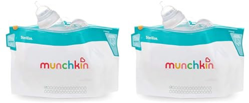 Munchkin Cool Touch Microwave Steriliser Bags, Baby Bottle Teat & Dummy Steriliser, 6 Reusable Cold Water Sterilising Unit Alternative, Mini Travel (Pack of 2)