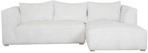 Miliboo Panam Ecksofa rechts Design aus Cordstoff in Ecru, 3-4-Sitzer