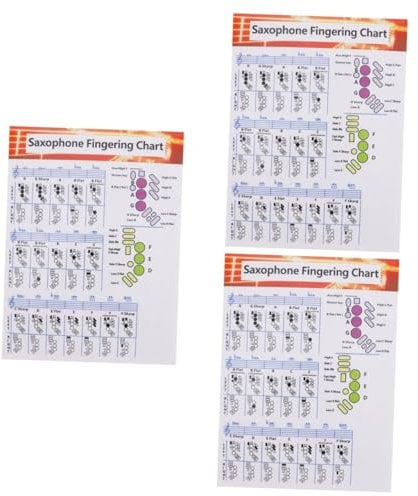 SAFIGLE 3stücke Saxophon Akkorde Poster Aus Beschichtetem Praktischer Lernleitfaden Für Anfänger Für Lehrer Und Schüler Schnelle Referenz Für Saxophonakkorde Einfaches Lernen Und