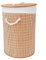Acan Tradineur - Cesto plegable redondo de bambú para ropa sucia, 1 compartimento, incluye asas, tapa y bolsa de tela extraíble y lavable, pongotodo, colada, ligero - 35 x 35 x 50 cm