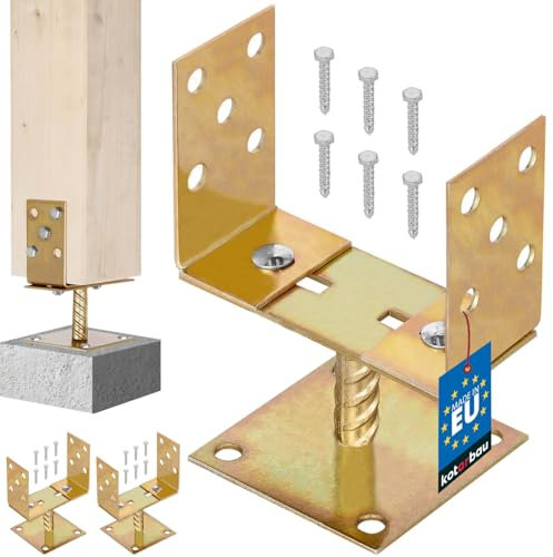 KOTARBAU® 2er Set U-Pfostenträger Aufschrauben 0-160 mm Pfostenträger für Holzpfosten Verzinkt Aufschrauben Stützenfuß Bodenanker Pfostenträger Höhenverstellbar Bodenanker Breitenverstellbar