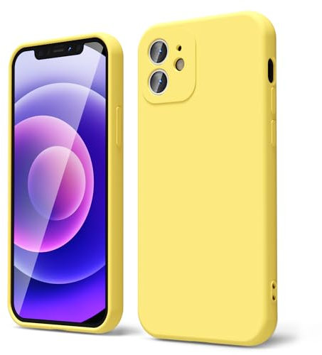 oakxco für iPhone 12 Mini Hülle Silikon Case mit Kameraschutz, Ultra Dünn Bunt Handyhülle Mädchen, Einfarbig Handy Hülle Slim Schutzhülle, Matt TPU Weich Gummi Glatt Silikonhülle Bumper, Gelb