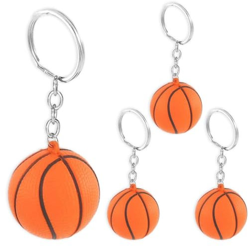 AKJAXQU 4 Pièces Porte-clés de Basket-Ball créatif Sport Balle Porte-clés École Carnaval Récompense Décoration Souvenir