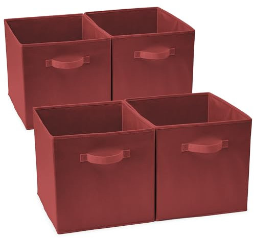 EZOWare 4er-set Aufbewahrungskörben, Behälter, faltbare Würfelboxen aus Stoff für Kinderspielzeug, Kinderzimmer-Organizer, Schrank, Zuhause – 33x37x33cm - Rooibos Tea