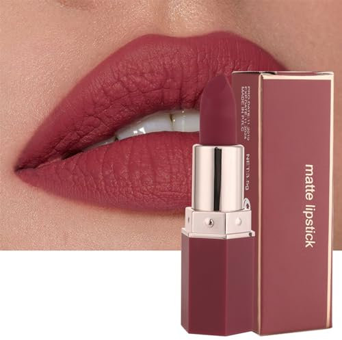 Mattes Lippenstift, Hoch Pigmentiert Lippenstifte Feuchtigkeitsspendend Lipstick, Lang Anhaltende Glatte Feine Textur Matt Rosa Lippenstift Satin Finish Lippenbalsam (1, 05 Umber)