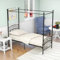Skcess Himmelbett-Gestell Metall Himmelbett Eisenbett Mit Himmel Metallbett Klassisch Design Schlafzimmerbett Bettrahmen Ohne Matratze,Schwarz 90X200Cm