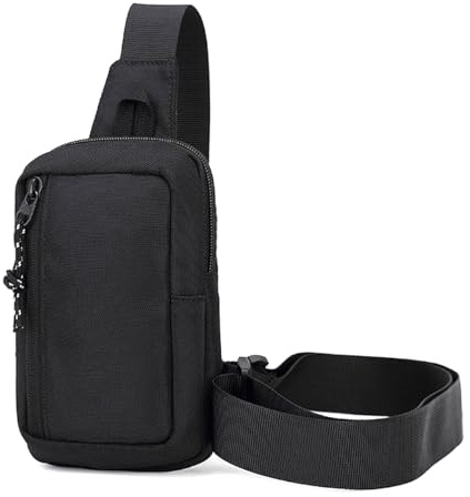 A-QMZL Petit Sac de Poitrine Imperméable Sacoche Homme Bandouliere, Pochette Telephone Portable Sling Bag Sac Bandoulière pour Femme Homme pour Cyclisme Voyage Casual (noir2)