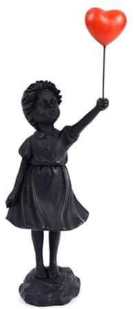 Xtahdge 1 STK. Kleines Mädchen mit Ballon Figur Statue Skulptur Aus Harz Zur Dekoration auf Dem Tisch zu Hause in Schwarz