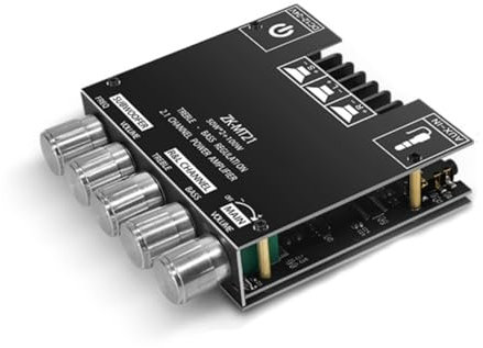 Carte Amplificateur Bluetooth ZK-MT21, 2.1 Canaux 50W * 2 + 100W, Module Amplificateur de Puissance Audio 12V-24V, avec Contrôle des Aigus et des Basses