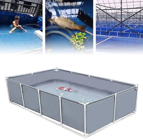 Pounjsd Étangs Hors Sol pour Poissons Koi, Piscine d'aquarium de réservoir de Stockage d'étang à Poissons extérieur, Grande Piscine D'aquaculture pour l'irrigation du Jardin(2 * 2 * 0.7m-Gris)