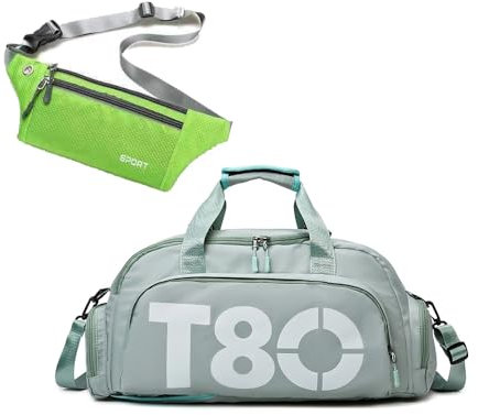 Xersex Sporttasche & Reisetasche für Damen und Herren - mit Schuhfach & Nassfach - Tasche für Sport, Fitness & Reisen - Trainingstasche, Gym Bag + Mini Sling Tasche (grün)