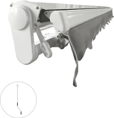 INT400 INTELROLL Half Cassette Retractable Awnings for Patio, Garden, Shop Front- 4.5m x 3m / 14’9″ x 9’10” - Manual Operated- Frame White- Fabric PU Grey Polyester