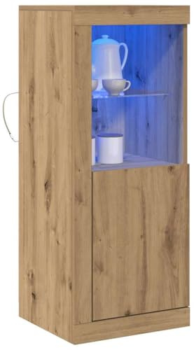 vidaXL LED-Sideboard Braun 41 x 37 x 100 cm Holzwerkstoff, Esszimmer, Moderne rechteckige Kleiderschränke, vielseitiger Sideboard-Speicher, Ambiente Lichtschrank, minimalistischer Stil