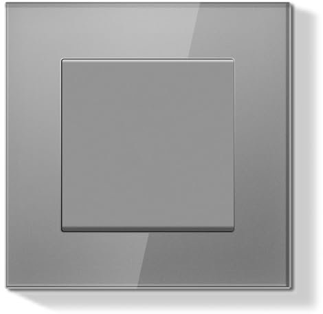 BSEEDLIFE Interrupteur Mural,Interrupteur Encastré avec Cadre en Verre de Cristal,1 Gang 1 Voie,Installation Facile,86 * 86mm,Gris