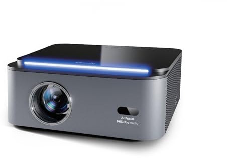 Smart Beamer 4K Heimkino, Netflix Offizielle, 1000 ANSI, Live-TV, Ares A2 Beamer Outdoor Tageslicht mit Dolby Audio, HDR10, Autofokus/Keyston, <25ms, Native 1080P Projektor WiFi6 Bluetooth für PS5/PC