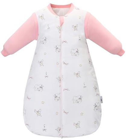 Baby Schlafsack Winter mit abnehmbaren Ärmeln 3.5 TOG Warm Baumwolle Baby Winterschlafsack 0-18 Monaten (Lamm, S)