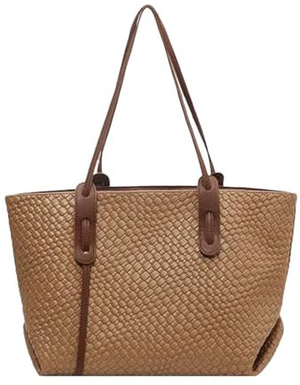 Generisch Gewebte Tragetasche,Leder Tragetasche | Zusammenklappbare Große Umhängetasche Für Reisen Urlaub Pool Einkaufen